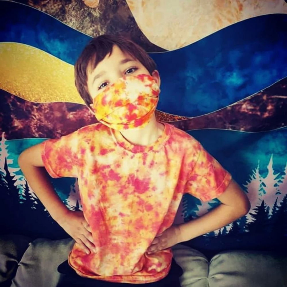 Boys tie dye shirt & bandana set